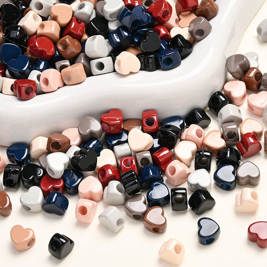 20PCS 9×10mm Vintage Morandi Heart Spacer Beads