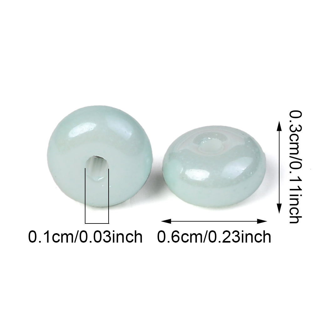 Macaron Flat Round Glass Spacer Beads