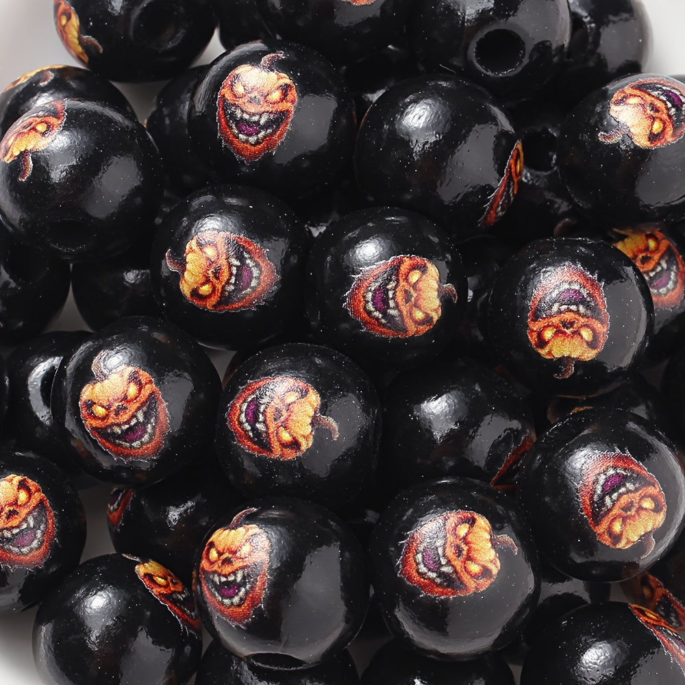 Halloween Witch Pumpkin Wooden Spacer Beads
