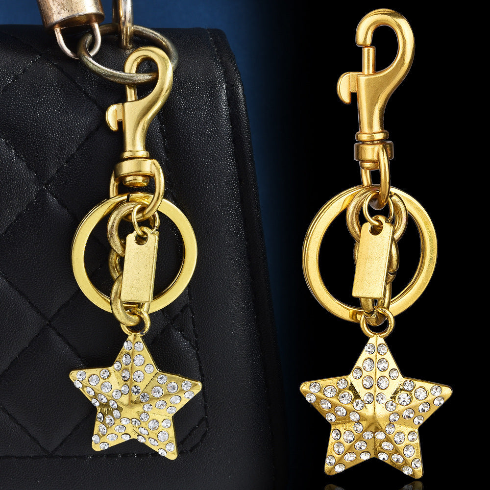 1PC Gold-Tone Rhinestone Star Keychain