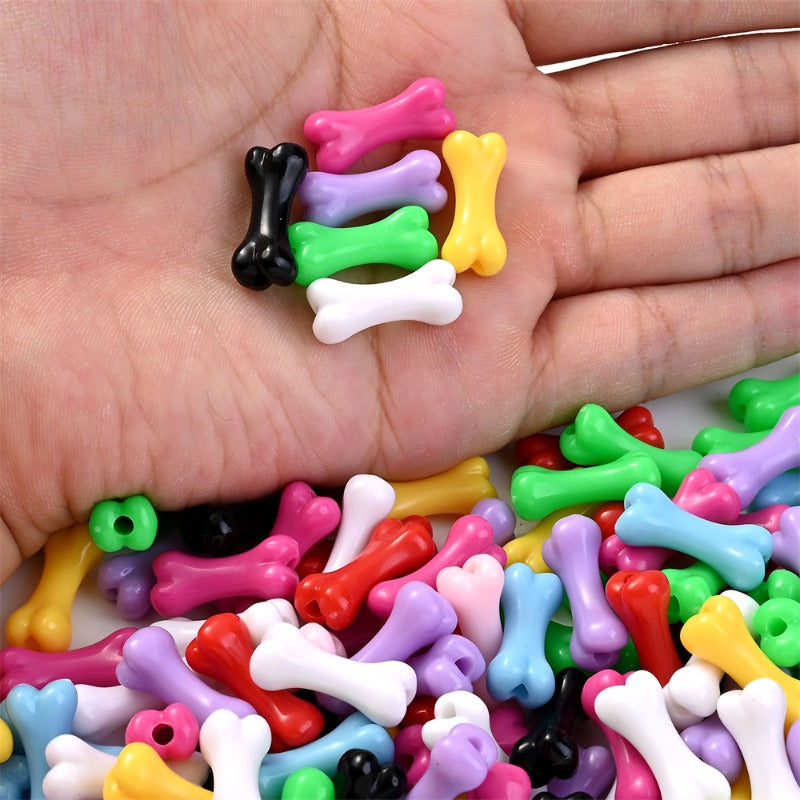 50pcs/set 9x20mm Colorful Bone-Shaped Acrylic Beads