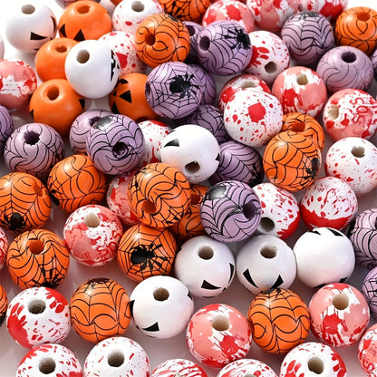 Halloween Printed Wooden Spacer Beads