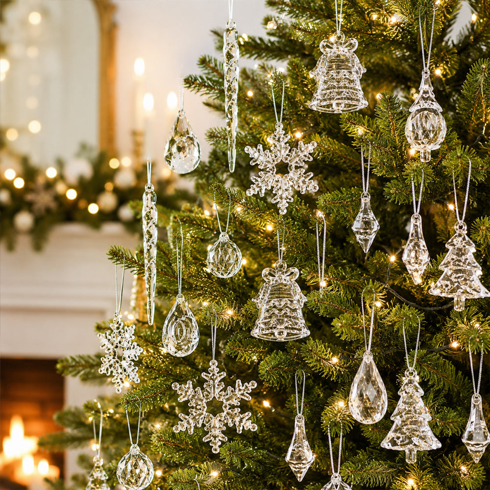 35-Piece Clear Acrylic Christmas Hanging Decorations