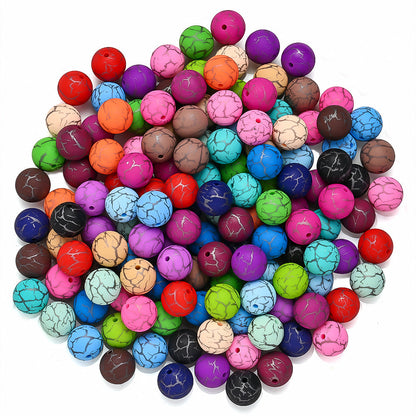 10pcs Crack Printed Silicone Spacer Beads