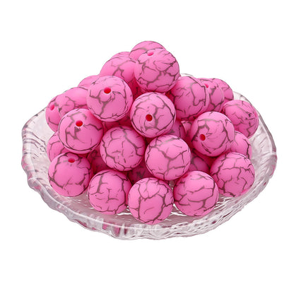 10pcs Crack Printed Silicone Spacer Beads