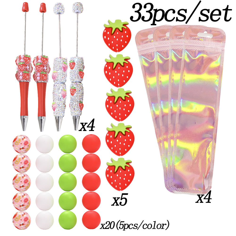 Strawberry Silicone Bead Pen Set