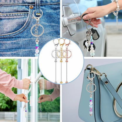 Golden Beadable Keychain Findings with Lobster Clasps