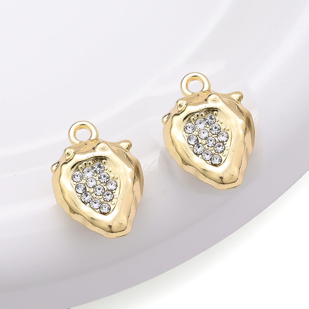 Strawberry Rhinestone Metal Pendant Charms
