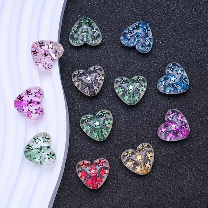 Frosted Heart Star Beads