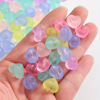 Transparent Matte Heart Acrylic Spacer Beads