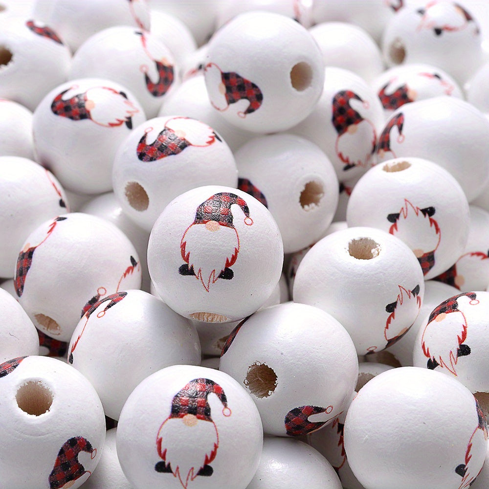 Christmas Wooden Santa & Tree Beads