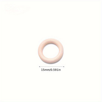30PCS 15mm Natural Solid Wood Rings