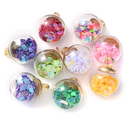 Heart Sequin Glass Pendants