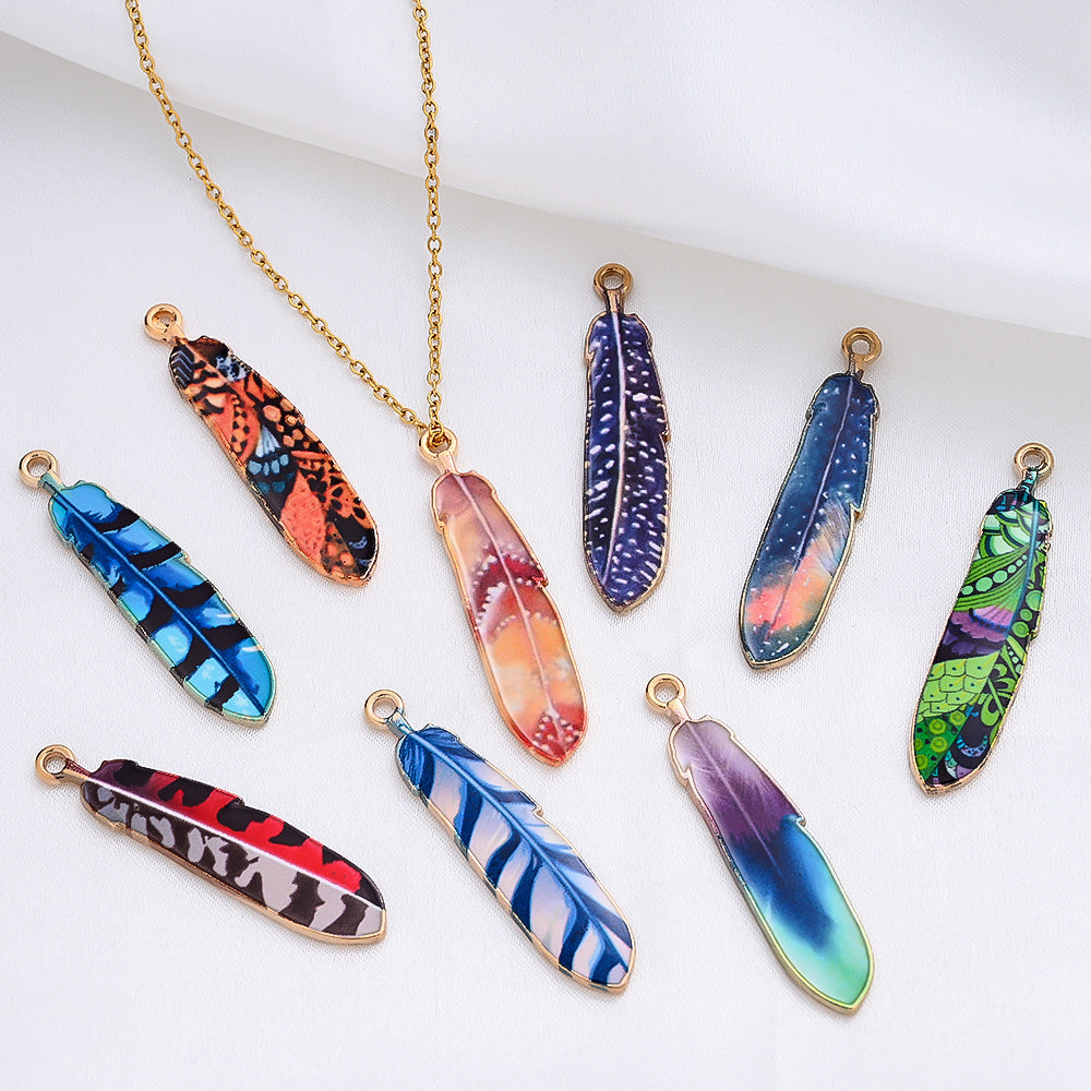 Bohemian Feather Alloy Pendant Charms