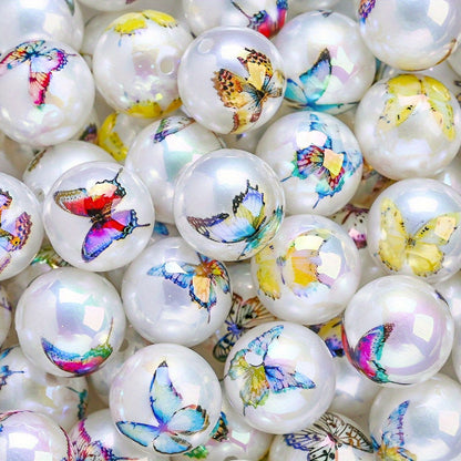 Printed Round Acrylic Beads