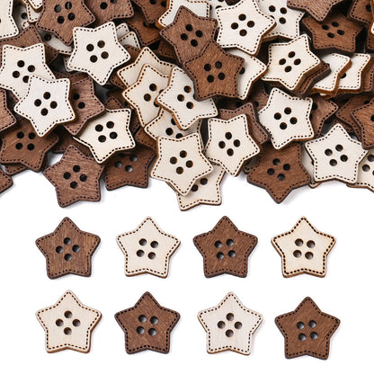 Mixed Wooden Button Decorative Beads