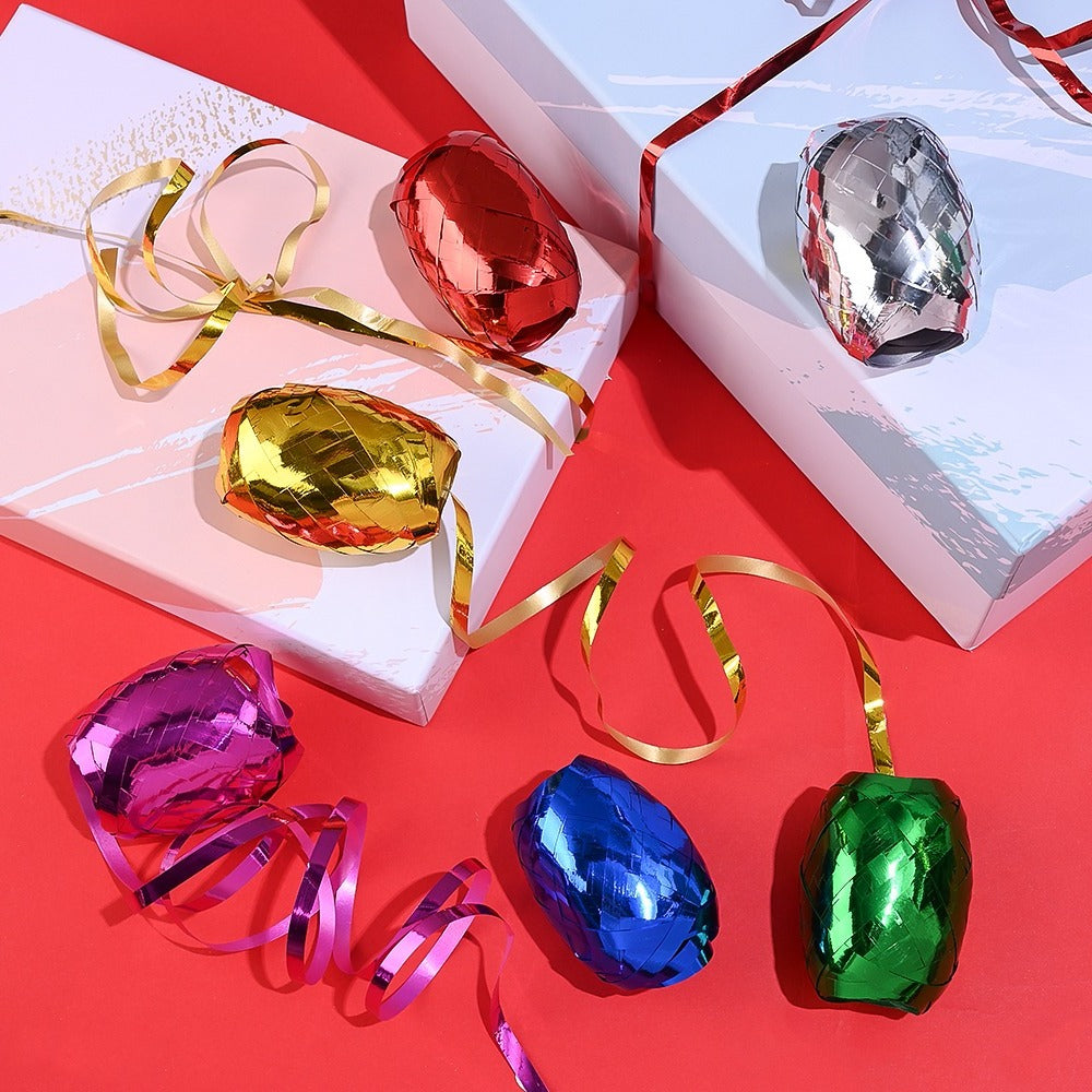 6PCS 1m Christmas Rugby-Shaped Plastic Decorative Ribbon Set