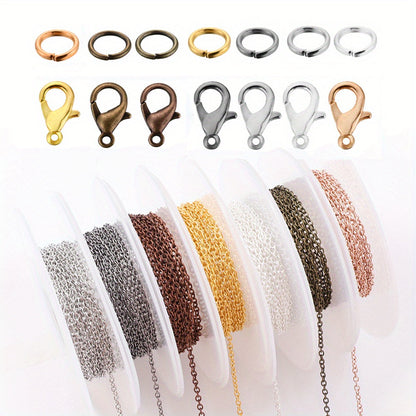 2 Rolls Basic Chains with 20pcs Lobster Clasps & 60pcs Open Jump Ring
