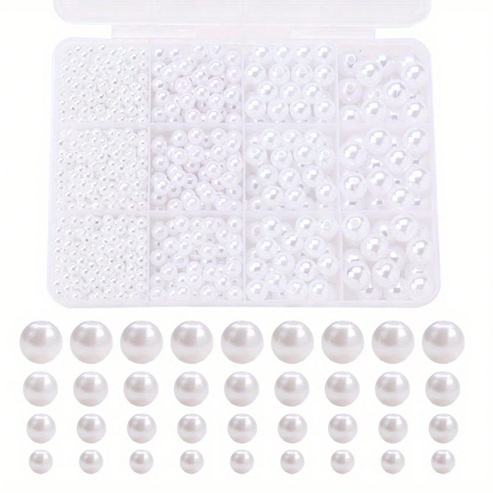 1100PCS Multi-Size Faux Pearl Bead Set