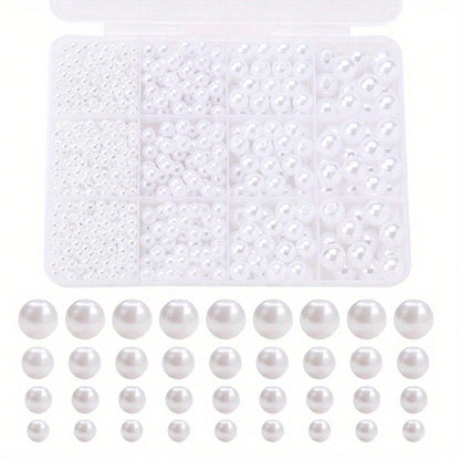 1100PCS Multi-Size Faux Pearl Bead Set