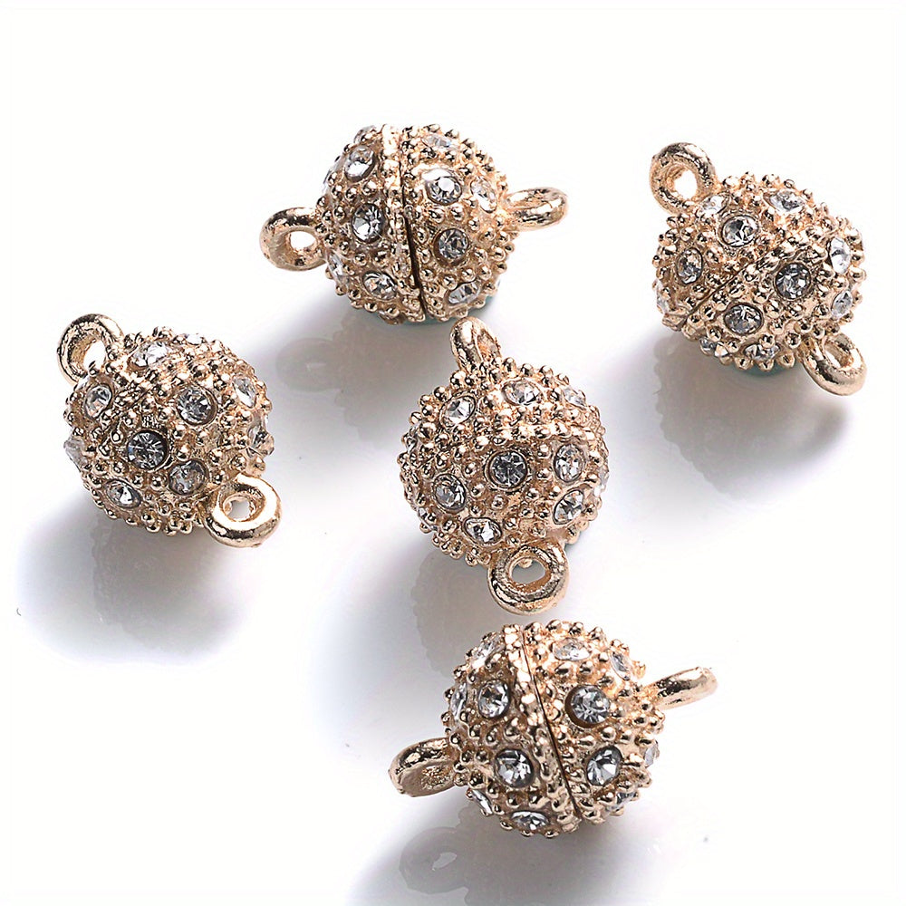 5 Pairs 14×8mm Rhinestone Magnetic Jewelry Clasps