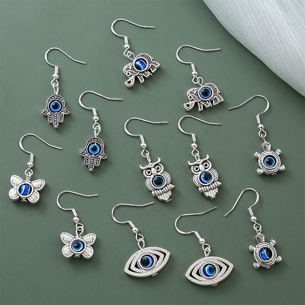 50PCS Vintage Evil Eye Alloy Pendant Set