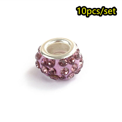 10-Piece Random Multicolor European-Style Rhinestone Large Hole Beads