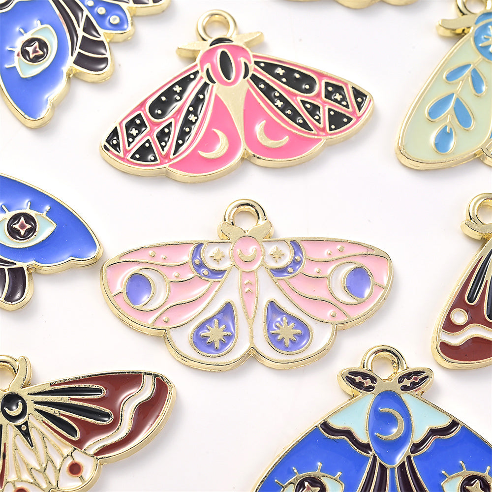 Colorful Alloy Moth and Butterfly Pendant Charms