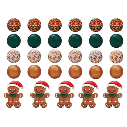 Christmas 3D Gingerbread Man Silicone Beads Set