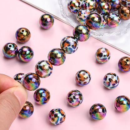 Shiny Leopard Print Acrylic Beads