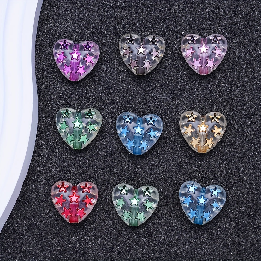 Frosted Heart Star Beads