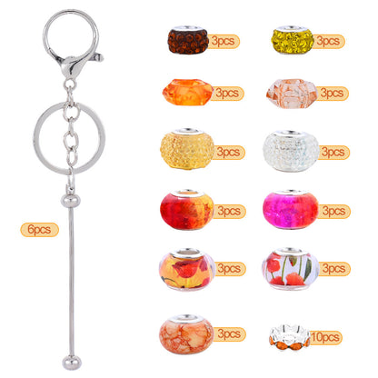 Silver Beaded Keychain Making Kit