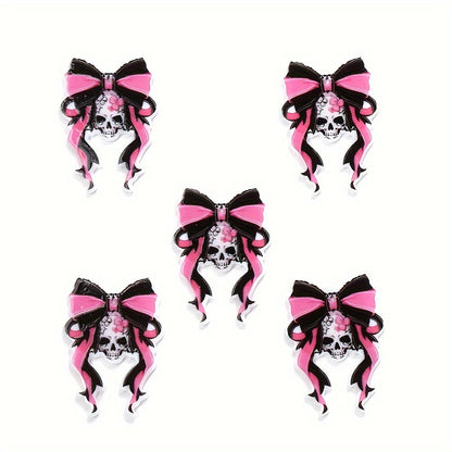 Pink Black Bow Acrylic Spacer Beads