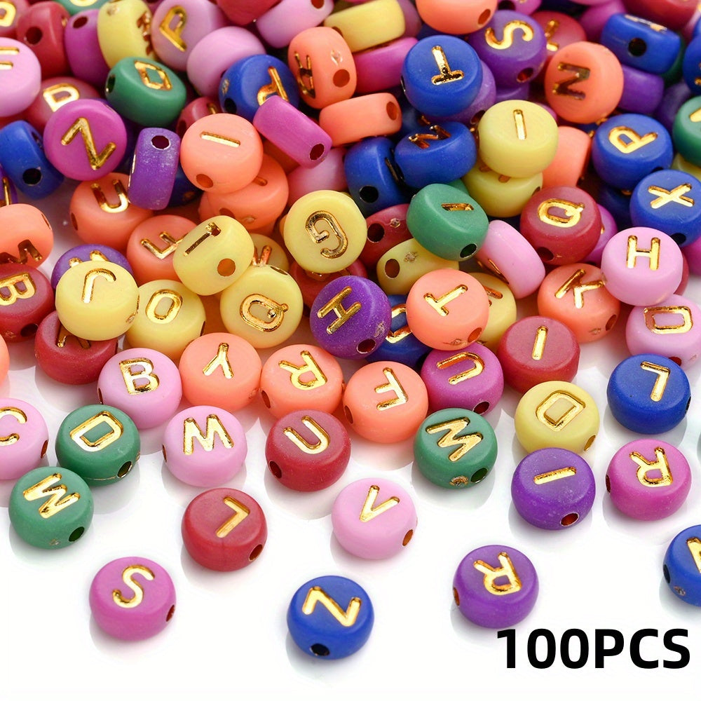 100PCS 4×7mm Heart-Shaped A-Z Letter Acrylic Bead Set