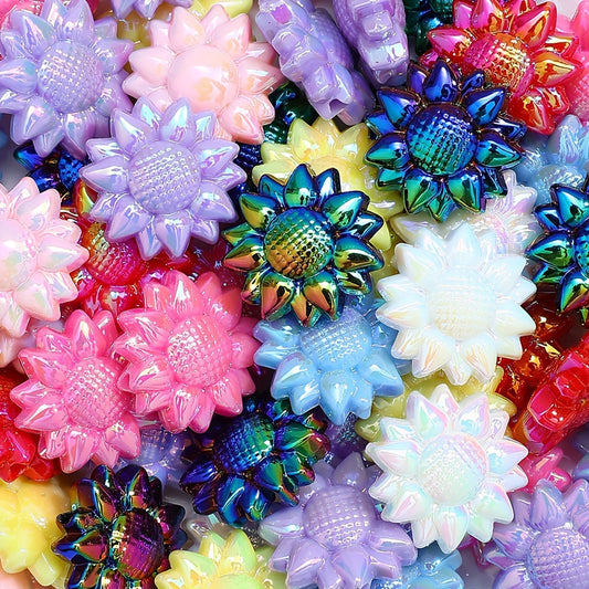 10PCS 20mm Multicolor Sunflower Acrylic Bead Set