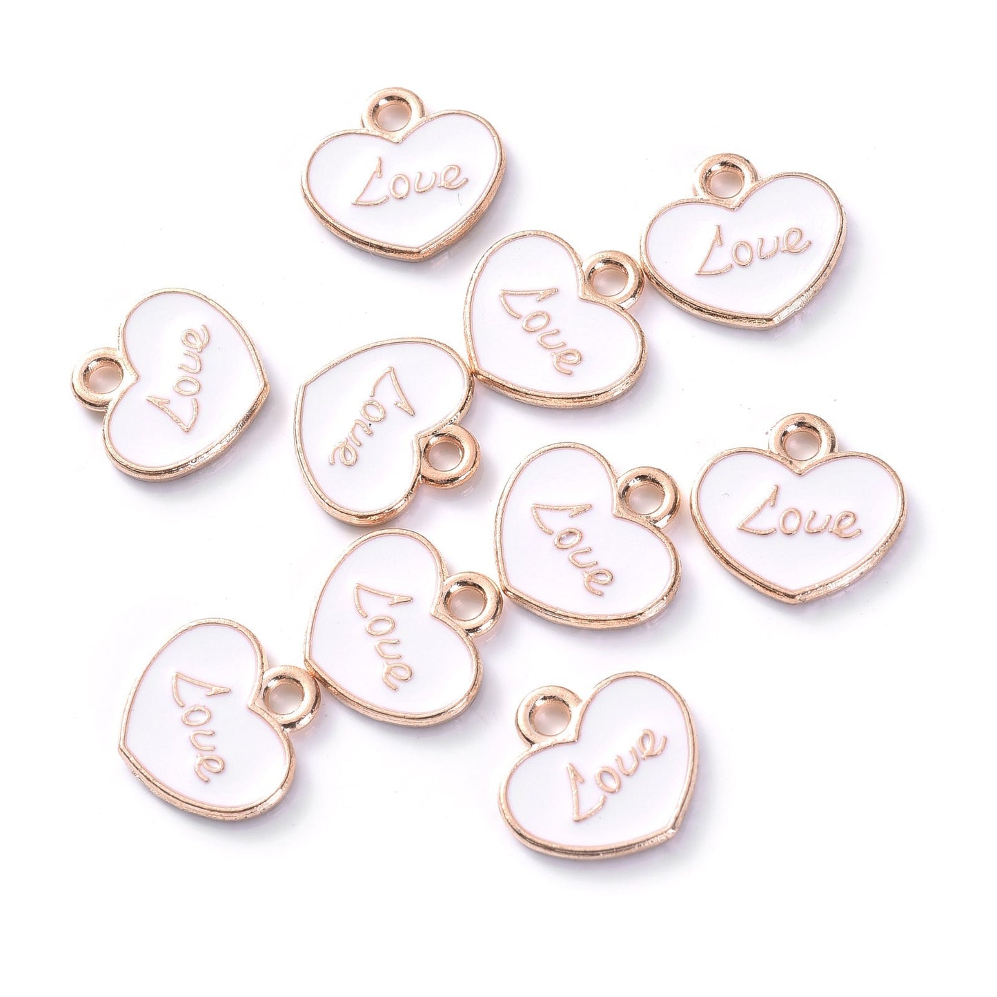10pcs Colorful Love Printing Heart Shape Charms 12x11mm Delicate Drip