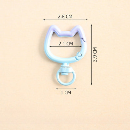 20PCS 2.8×3.9cm Gradient Cat Head Spring Buckle Alloy Keychain Clasps