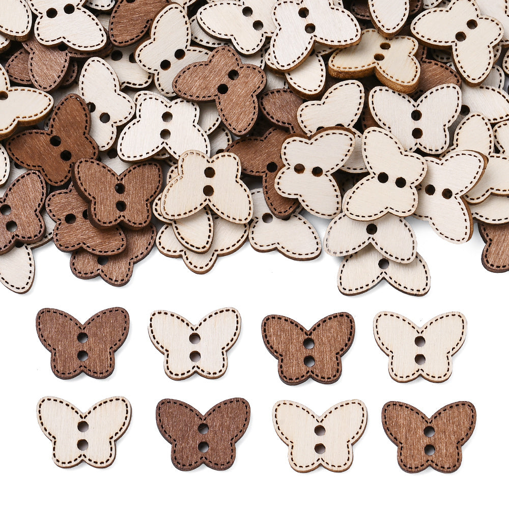 Mixed Wooden Button Decorative Beads