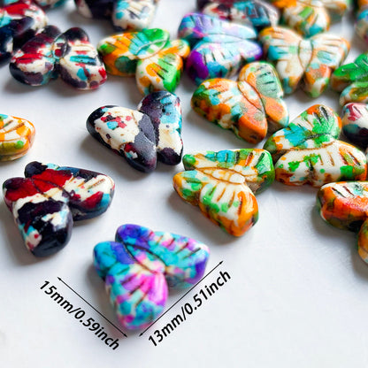 165pcs/bag Gradient Butterfly Beads Graffiti Stone Spacer Beads