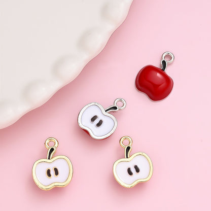 Gold Silver Apple Slice Alloy Pendants