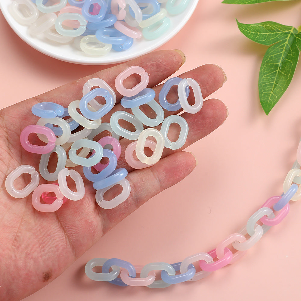 50-Piece 14x19 mm Clear Jelly Acrylic Chain Links