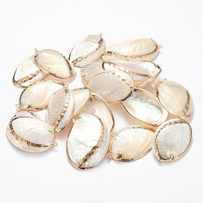 8-Piece Mixed Natural Shell Conch Charms with Gold Edges