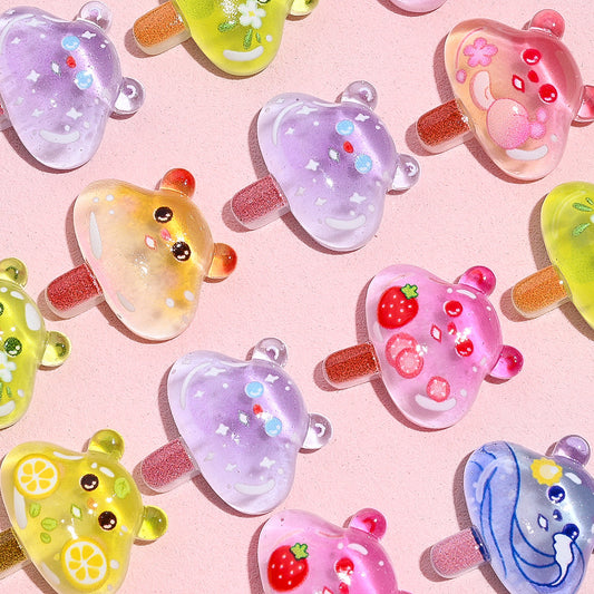 10PCS 25×23mm Colorful Groundhog Popsicle Resin Flatback Embellishment Set