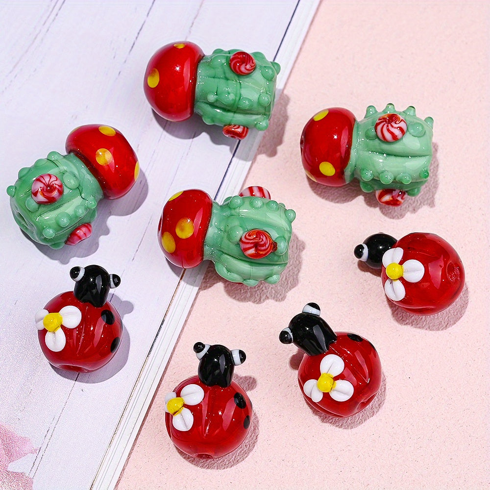 Beetle Cactus Glass Beads