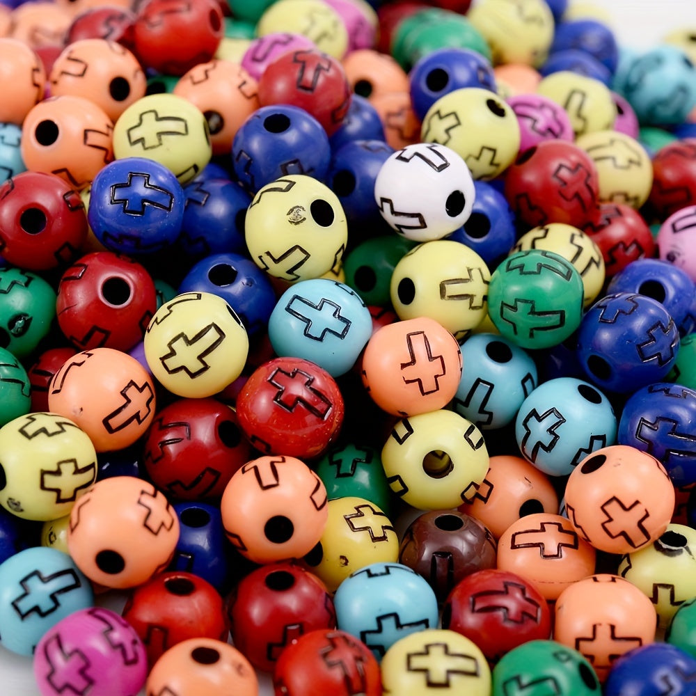 Round Cross Acrylic Beads