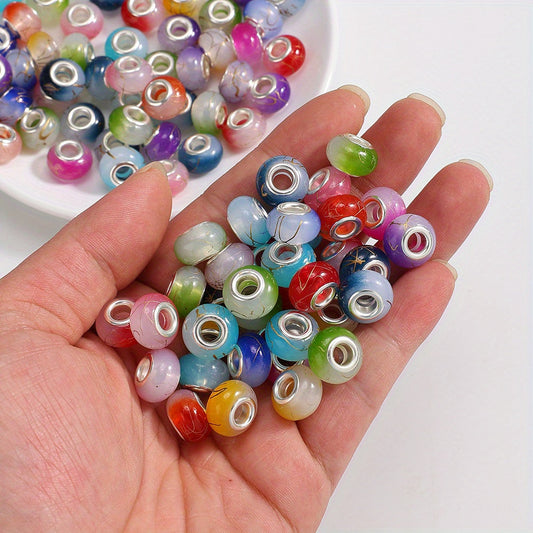Multicolor Flat Round Acrylic Large Hole Spacer Beads