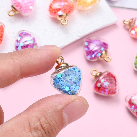 Colorful Star Sequin Glass Pendant Charms