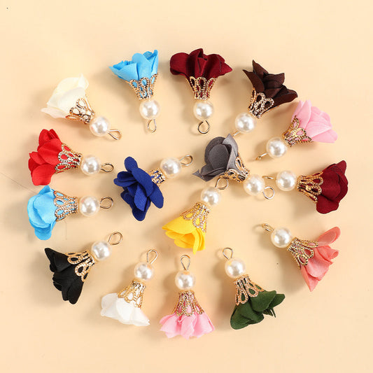 Faux Petal Pearl Tassel Charms Random Mix