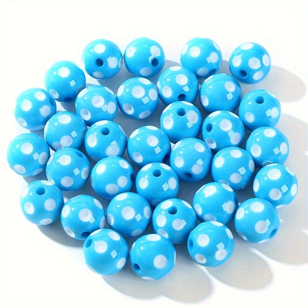 10PCS 16mm Multicolor Resin White Dot Bead Set