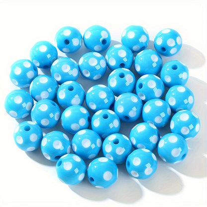 10PCS 16mm Multicolor Resin White Dot Bead Set